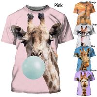 Men&#039;s T-Shirts Fashion Giraffe Man 3D-printed Casual Short Sleeve T-shirt