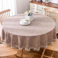 American pastoral tablecloth big round solid color cotton an...