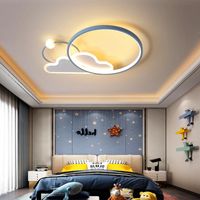 Modern LED Ceiling Light Lamp for Children's Room Bedroom With Remote Control Dimmable Pink Golden Blue Circle Clouds Chandeliers Lights Le-252