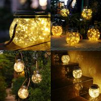 Zonne-lampen Kerst LED Outdoor Tuin Decoratie Licht IP65 Waterdichte Light-Sensor Opknoping Lamp voor Tree Tree Fence Patio Muur