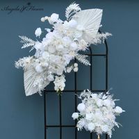 Decorative Flowers & Wreaths Colorful Natural Dried Pu Fan Leaf Artificial Flower Row Wall Hanging Corner Floral Ball Wedding Arch Decor Arr