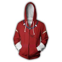 Anime Costumes Inuyasha Anime Cosplay Costume Men Women 3D Print Red Hoodie Sweatshirt Zipper Jacket Coats Oversied