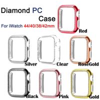 Luxo Bling Cristal Diamante Capa Completa Capas Protetores de Protetores Difícil PC para Apple Watch Iwatch Series 6 5 4 3 2 44mm 42mm 40mm 38mm