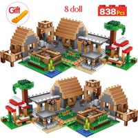 My World The Farm Cottage Building Blocks Compatible Minecraft Village Casa Figuras juguetes de ladrillo para niños G0914