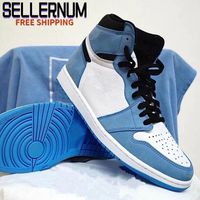 Schuhe Jumpman 1 Niedrige UNC Designer University Blue White Sneakers Schiff