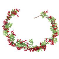 Dekoratif Çiçek Çelenkleri 1 PC İMTİYOR Noel Rattan Kolye Noel Kırmızı Meyve