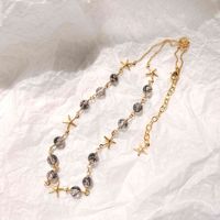 Lii ji zwarte toermalijn quartz 14 k goud gevulde ketting sterren ketting 40 + 5cm echte natuurlijke kristal handgemaakte sieraden voor vrouwen