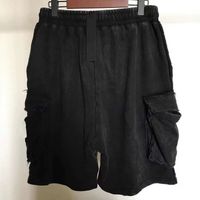 Летние хип-хоп мужские шорты бегуны сломанные мужские брюки твердые хлопок повседневный короткий черный цвет M-2XL B060204