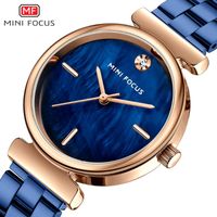 Наручные часы Minifocus Женщины Кварцевые Часы Синий Нержавеющая Сталь Ремешок Мода Бизнес Леди Часы Кристалл Наручные Часы Для Девочек
