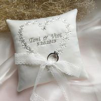 Party Decoration Customized Wedding Ring Pillow Cushion Embroidered Word Names And Dates Pillows Valentine Day Festive Decor