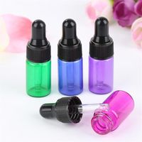 1ml 2ml 3ml 5ml Empty Mini Glass Dropper Bottles With Eye Droppers Black Lids for Essential Oil a56
