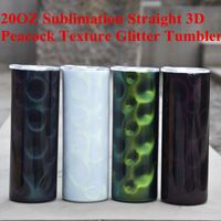 20Oz Sublimation Gerade 3D Dazzle Farbe Pfau Textur Tumbler Glitter Skinny Edelstahl Tumbler Doppel Wand Isolierte Vakuum Trinkbecher B3