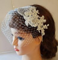 Bridal Veils Birdcage Veil, Blusher Headband Headpiece Lace Fascinator Diamonte Pearls