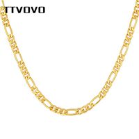 TTVOVO Men&#039;s Gold Filled Figaro Necklaces Men Women 5MM Wide Cuban Curb Link Chain for Pendant Hip Hop Jewelry Gifts