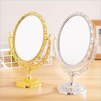 Mirrors European-Style Desktop Double-Sided Mirror Oval Round Antique Rotating Beauty Vanity