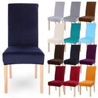Okładki na krzesło 1/2/4/6 Sztuk Wyjmowany Stretch Solid Color Soft Pile Tkaniny Aksamitna Jadalnia Ramię Siedzenia 12 Kolory
