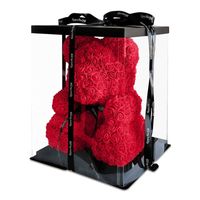 Düşle 40 cm Kırmızı Teddy Bear Gül Çiçek Yapay Noel Hediye Kutusu Kadınlar Için Sevgililer Günü Hediye Peluş 210624