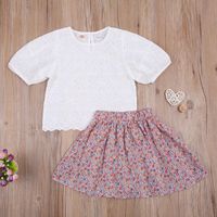 en oferta! Conjunto de chicas ropa de dulce de manga corta de dibujos  animados camiseta +patrón de rayas falda 2pcs bebé niños ropa de verano ~  La Ropa De Las Niñas \u003e