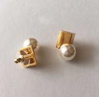 Goujon boucle d'oreille avec perle à 18 carats plaqué or simple design femmes femmes fiançailles bijoux cadeau PS4301
