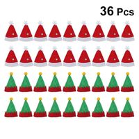 48pc mini santa claus hatt lollipop topp topper täcka god jul dekorationer vin flaska skydd cap candy packing hattar 211018
