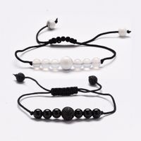 White Black 6- 8mm Beads Beaded Braided Rope Bracelets Lucky ...
