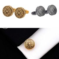 Cuff Links Antique Carved Banquet Suit, Gold and Silver, Greek Royal Design, French Cufflinks, High-end Men&#039;s Gift Jewelry