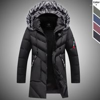 Erkekler Aşağı Parkas Kalın Erkekler Kış Uzun Coat 2021 Açık Sıcak Rüzgarlık Ceketler Erkek Rahat Kapüşonlu Kürk Yaka Dış Giyim Mont
