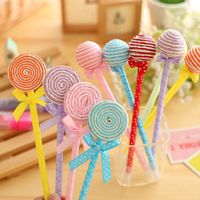 Długopisy Długopisy 6 sztuk / zestaw Kawaii Cukierki Kolor Kształt Ball Point Lollipop Pen Słodkie materiały papiernicze