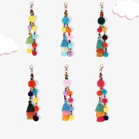 Boemia nappa peluche a sfera portachiavi cellulare cellphone sacchetto di fascino charms gradiente colori portamenti regalo per le donne