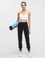 L19073 Çıplak hissi kumaş gevşek fit spor yoga pantolon egzersiz joggers kadınlar tereyağı yumuşak elastik spor salonu joggers iki yan cep ile