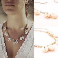 Frauen Mode Minimalist Temperament Shell Shaped Anhänger Halskette Schmuck für Schlüsselbein Kettenketten