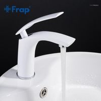 Bathroom Sink Faucets Frap Basin Faucet Water Tap Solid White Brass Long Handle Painting Mixer And Cold Y100441