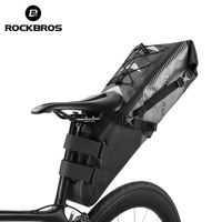 Rockbros (Consegna locale) Bike Bag Impermeabile Reflective 10L Borse a sella grande Capacità Ciclismo Pieghevole Coda Pieghevole Possitore posteriore MTB Banco stradale Bicycle Pacchetto