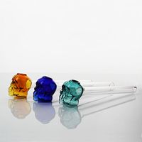 2021 Räucherrohre Mischfarbe Pyrex Ölbrenner Glasrohr 12 cm Länge Mischen Farben mit Schädelformkopf
