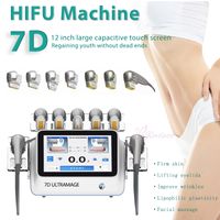 Protable 7D Hifu 2 lida com a face do emagrecimento do corpo levantamento MMFU Máquina de ultra-som focalizada de alta intensidade com 7 cartuchos