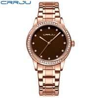 Relojes de Relojes de pulsera Crrju para mujer Moda de lujo Diamante Reloj de Damas Vestido Flor Cuarzo Reloj de pulsera de regalo a prueba de agua Relogio Feminino