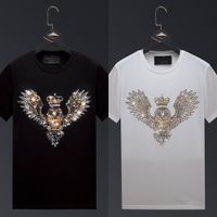 Plus Storlek 2021 Owl Crown Rhinestones T Shirts Män Brand Kortärmad Mode Man Streetwear O Neck Slim Tshirts Camisetas Hombre X0726