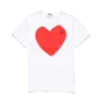 COM des Garcons CDG Büyük Beyaz Kalp Siyah Tee Oyna Com des G Garcons T-shirt Oyna
