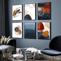 Nordic Canvas Painting Modern Abstract Aquarell Gold Posters...