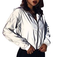 Women' s Jackets Women Reflective Long Sleeve Hoodie Jac...