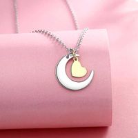 Pendant Necklaces Gold Color HeartFamily name 925 Sterling Silver Love Moon Necklace