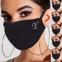 Mulheres adultas bling letra máscara para rosto capa lavável tecido de algodão masquês jóias strass designer face-máscara decoração