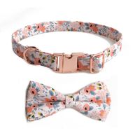 Pet Supply Собака Cat Collars с галстуком банка Простая цветочная хлопковая ткань для маленьких собак Чихуахуа