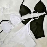 Trajes de baño de playa Diseñador Bikini Sólido 2021 Bordado Blanco Blanco Dos Piezas Trajes Vendaje Sexy Push Up Swimsuit Brand Traje de baño Mujeres XL