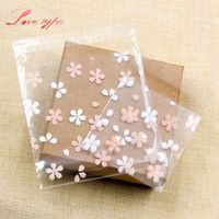 100 pcs flores de cereja bolsa de doces sacos de plástico auto-adesivo para DIY biscuits lanche pacote decoração crianças crianças suprimentos