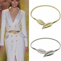Bruiloft sjerpen goud zilver blad metalen riem dames elastische eenvoudige fijne sieraden mode ketting link taille kettingen