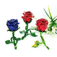Storage Boxes & Bins Enameled Rose Flower Jewelry Trinket Bo...
