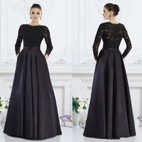 Black Long Sleeves elegant Formal Dress A-Line Jewel Lace Beaded Mother of The Bride Dresses Custom Made Women Evening Wear