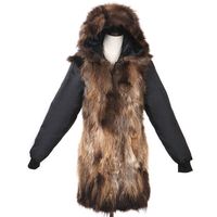 La pelliccia femminile faux solo fodera interna non contiene collare con guscio esterno rivestimento reale giacca invernale donne procione visone parka