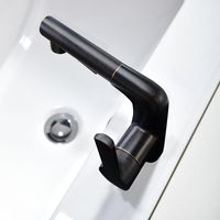 Pull-Out-Out-Matt-Schwarz-Kupfer-Beschichtungs-Badezimmer-Armaturen-Mischbatterie-Single-Griff-Pull-Down-Kunst-Basin-Wasserhahn